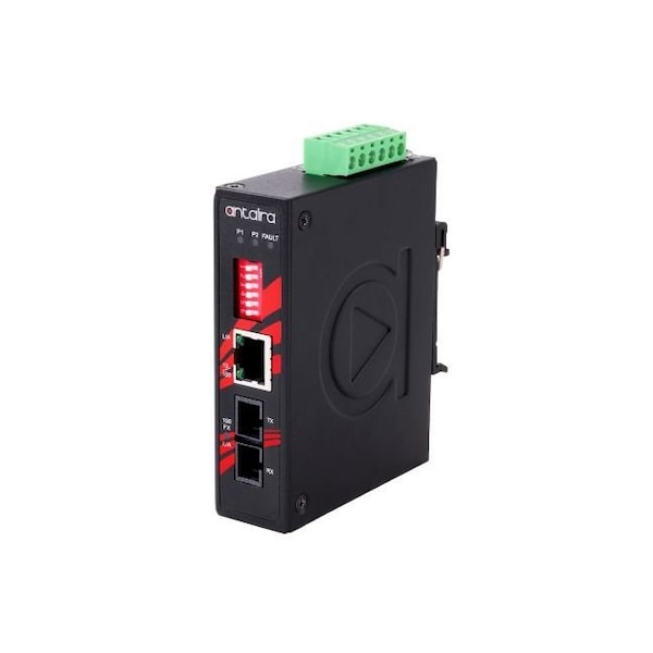 Compact 10/100TX To 100FX Industrial Media Converter, Multi-Mode 2KM, SC Connector; EOT